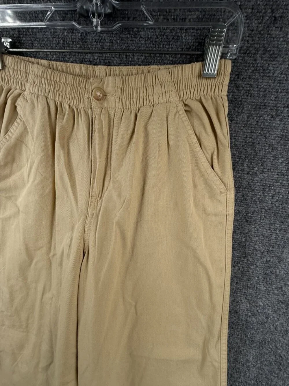Polo Ralph Lauren Pants Women Beige Capri Size 16 Adult Cotton Elastic Waist